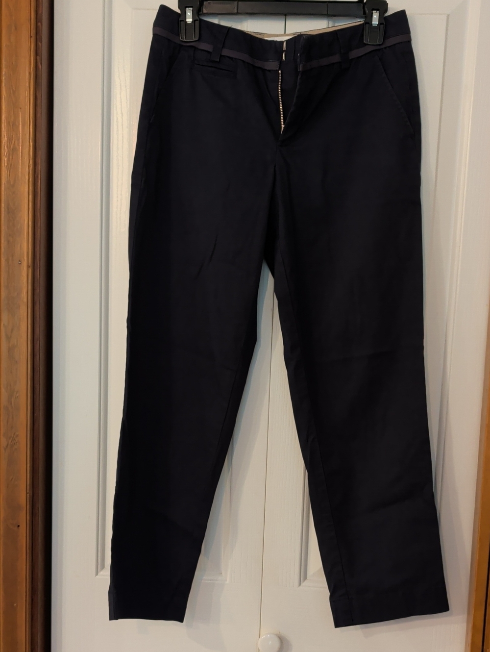 Vince Navy Cropped Straight-Leg Trousers